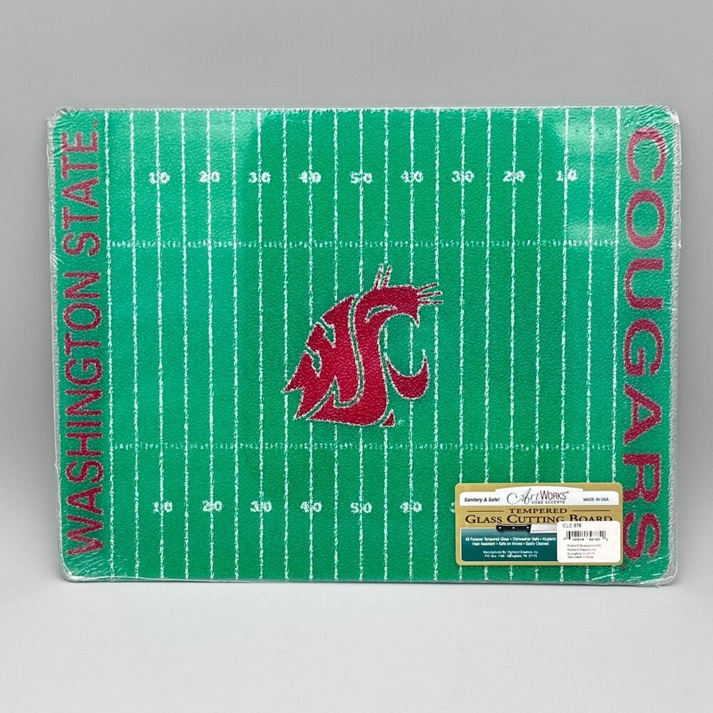 Washington State Cougars Glass Cutting Board Football Field 15"x11.5" NCAA